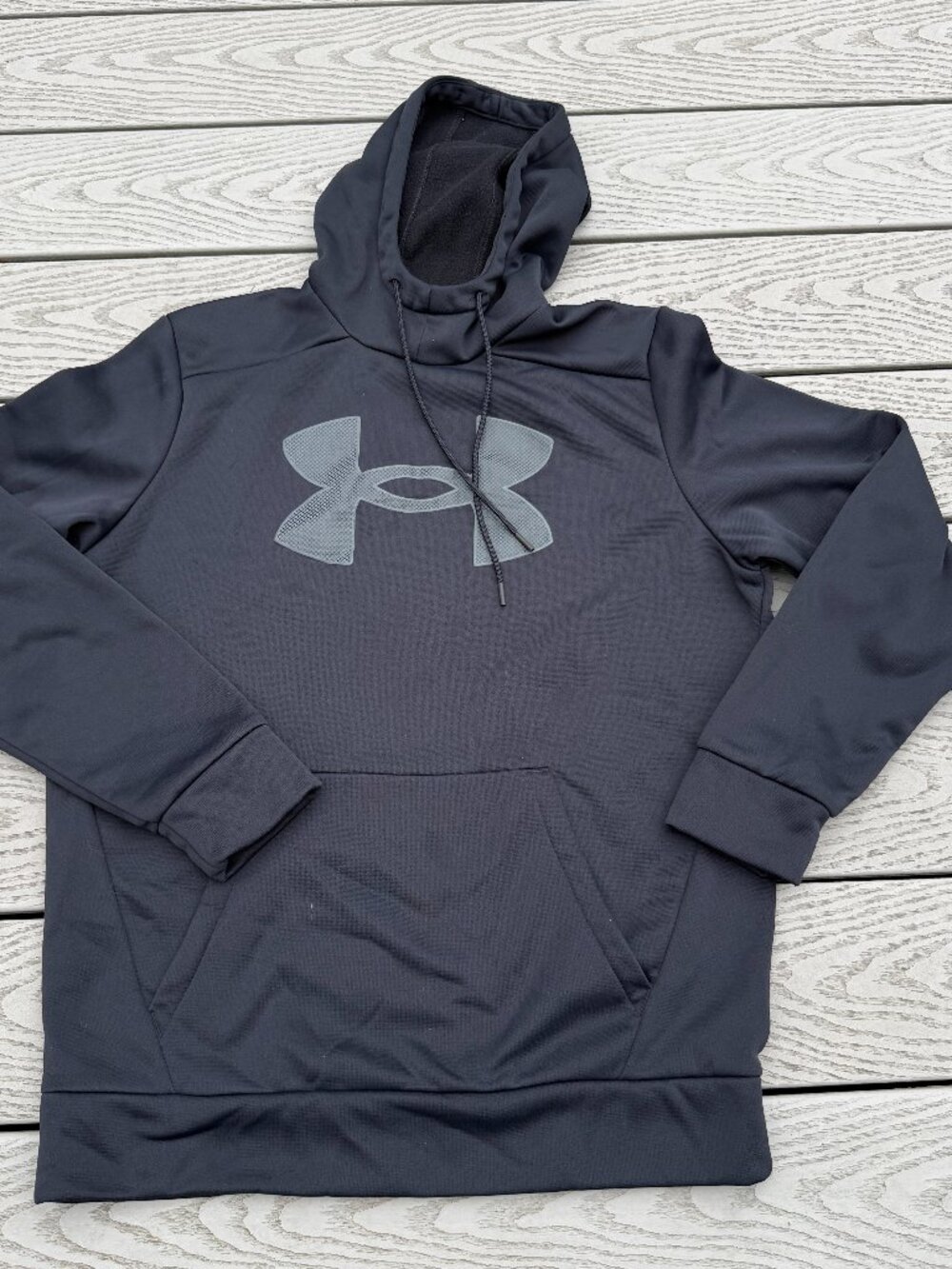 Under Armour Hoodie Sweatshirt Black Loose Fit Pocket Size Medium Large Logo